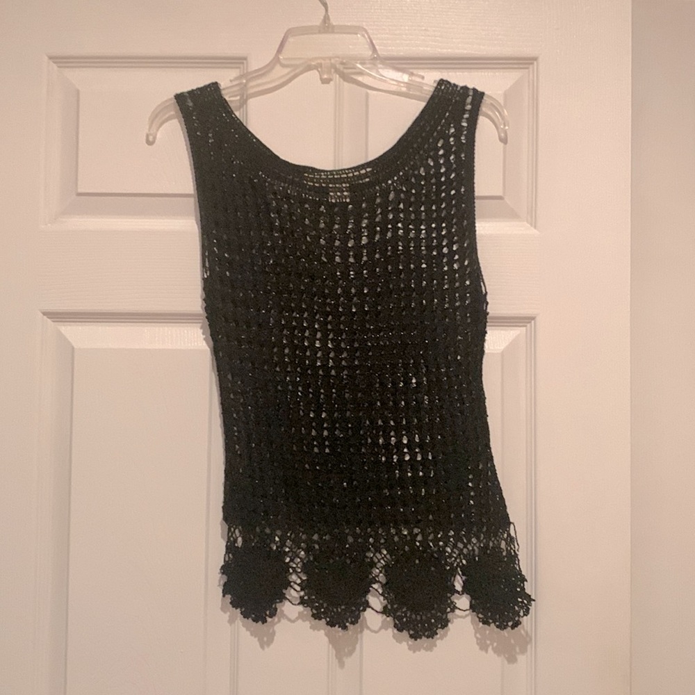 Bette Paige Crochet Black Tank